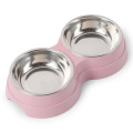 Double Pet Bowls Aliments pour chiens Aliments à eau en acier inoxydable Anipan de boisson Dish Disker Cat chiot alimentant le double bol